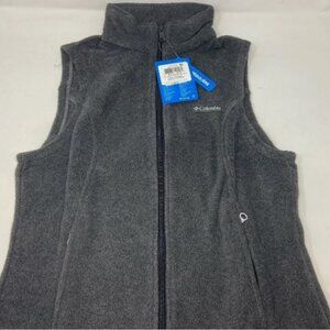 Columbia Benton Springs Fleece Vest Womens Gray Full Zip Pocket - Petite XS